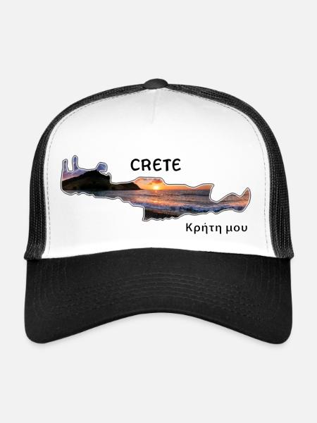 Kreta Crete - Trucker Cap - Weiß/Schwarz - Vorne