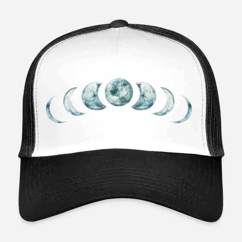Mondphasen Mystisches Lunar Design - Trucker Cap - Weiß/Schwarz