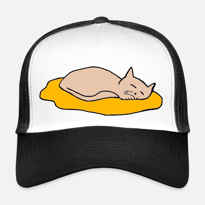 Katze - Trucker Cap - Weiß/Schwarz
