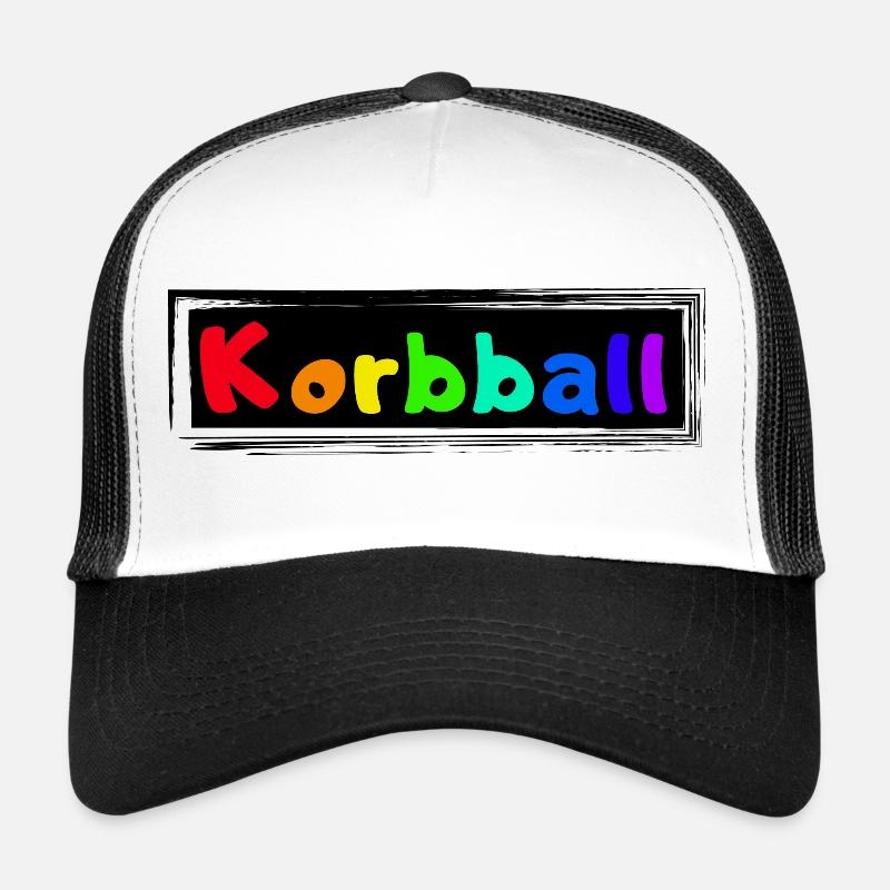 Korbball bunter Schriftzug - Trucker Cap - Weiß/Schwarz