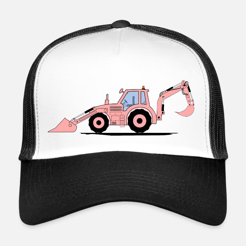 Traktor Bagger Baggerschlepper Rosa - Trucker Cap - Weiß/Schwarz