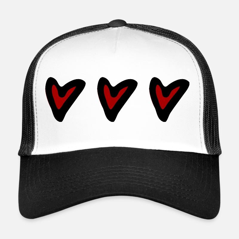 3 coeurs romantiques rouges Casquette trucker 