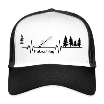 Holzschlag - Herzschlag SCHWARZ Woodlove Holzfälle - Trucker Cap - Weiß/Schwarz - Vorne