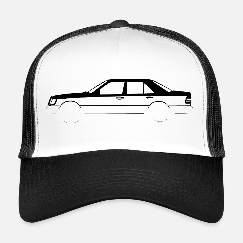 W124 Auto Oldtimer Vintage Deutsch German Retro - Trucker Cap - Weiß/Schwarz