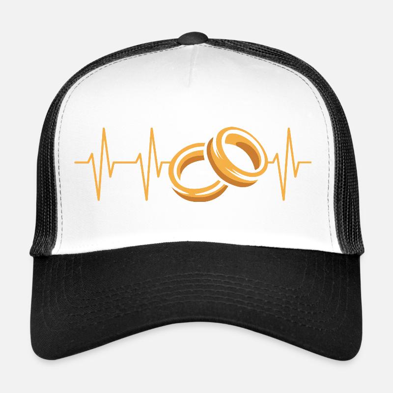 Eheringe Herzschlag Illustration - Trucker Cap - Weiß/Schwarz