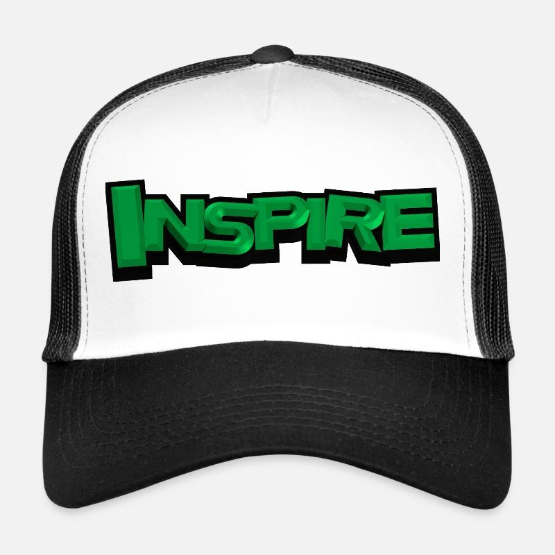 INSPIRE – Conception typographique 3D moderne - Casquette trucker  - blanc/noir