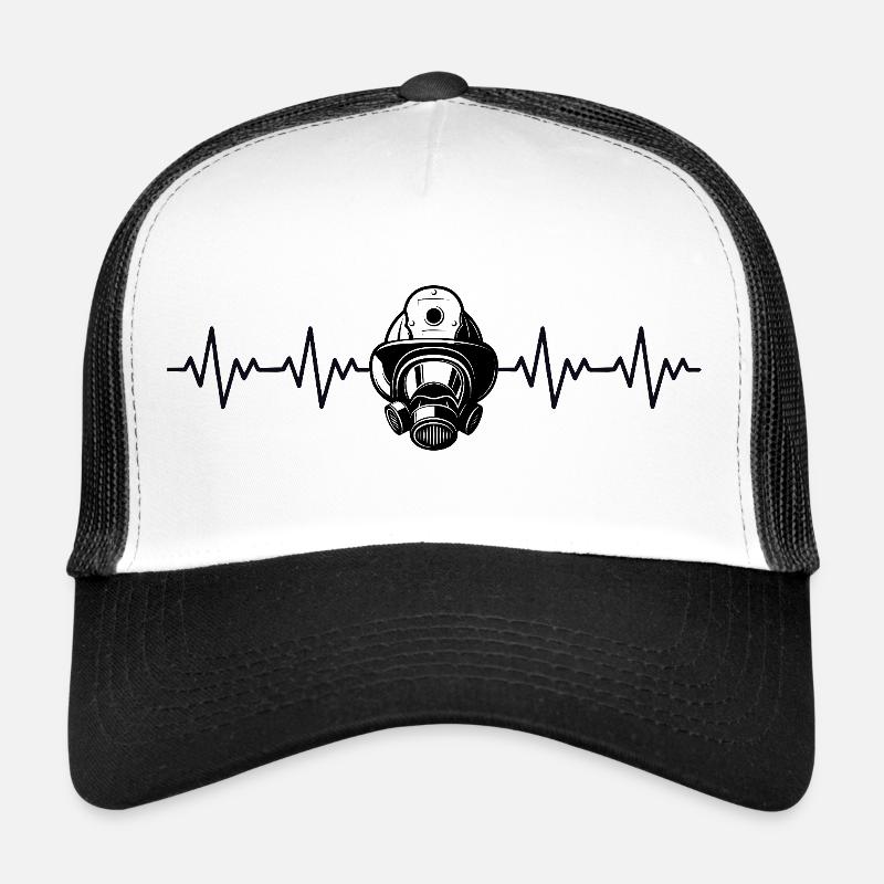 Pompier, pompier, pompier, ECG Battement de cœur Casquette trucker 