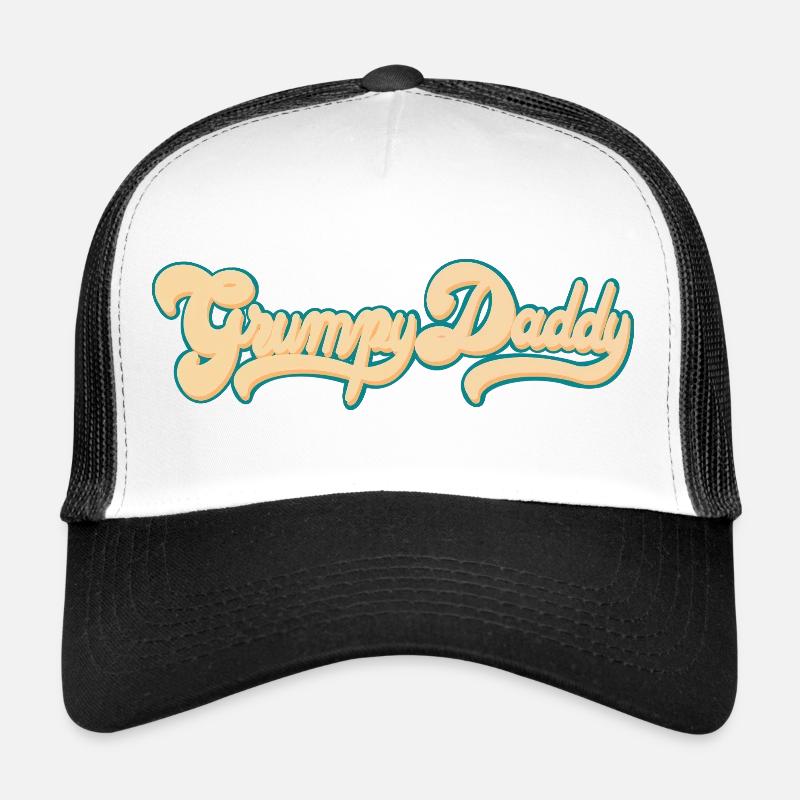 Grumpy Daddy Retro Script - Color "Groovy Baby" - Trucker Cap - white/black