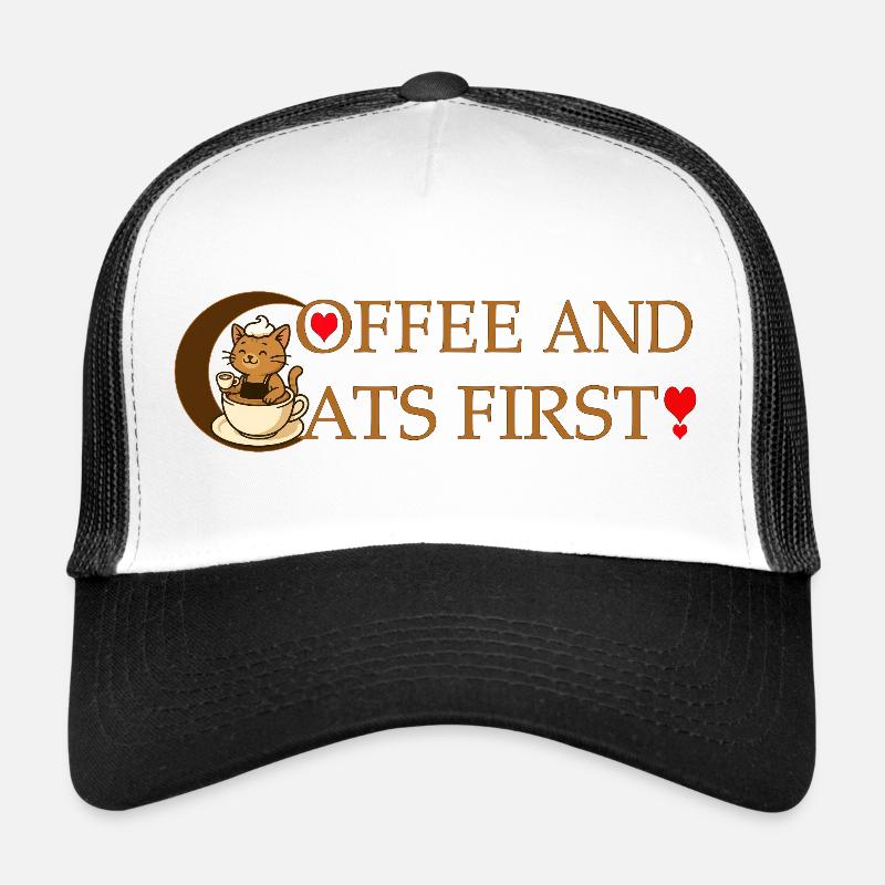 Coffee and cats first Trucker Cap
