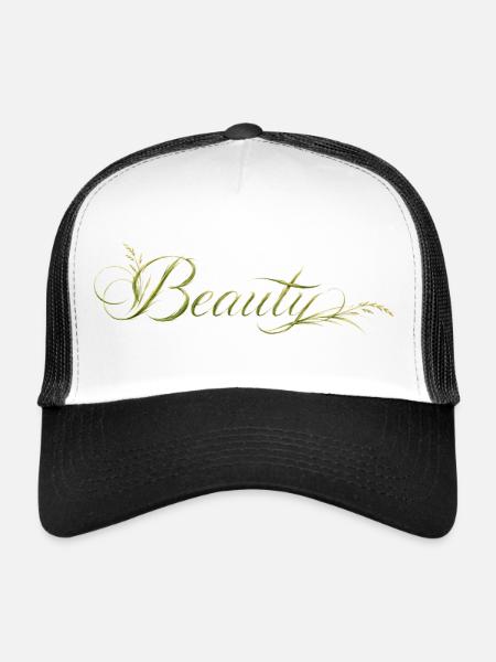 Beauté Lettres, Design de la nature - Casquette trucker  - blanc/noir - Devant