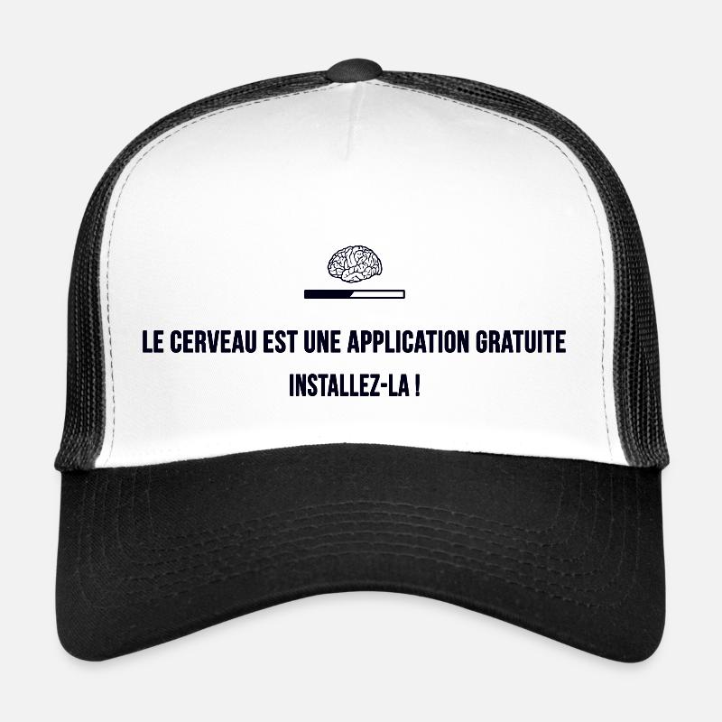 Application : cerveau - Casquette trucker  - blanc/noir