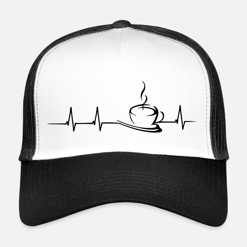 Kaffee Herzschlag - Trucker Cap - Weiß/Schwarz