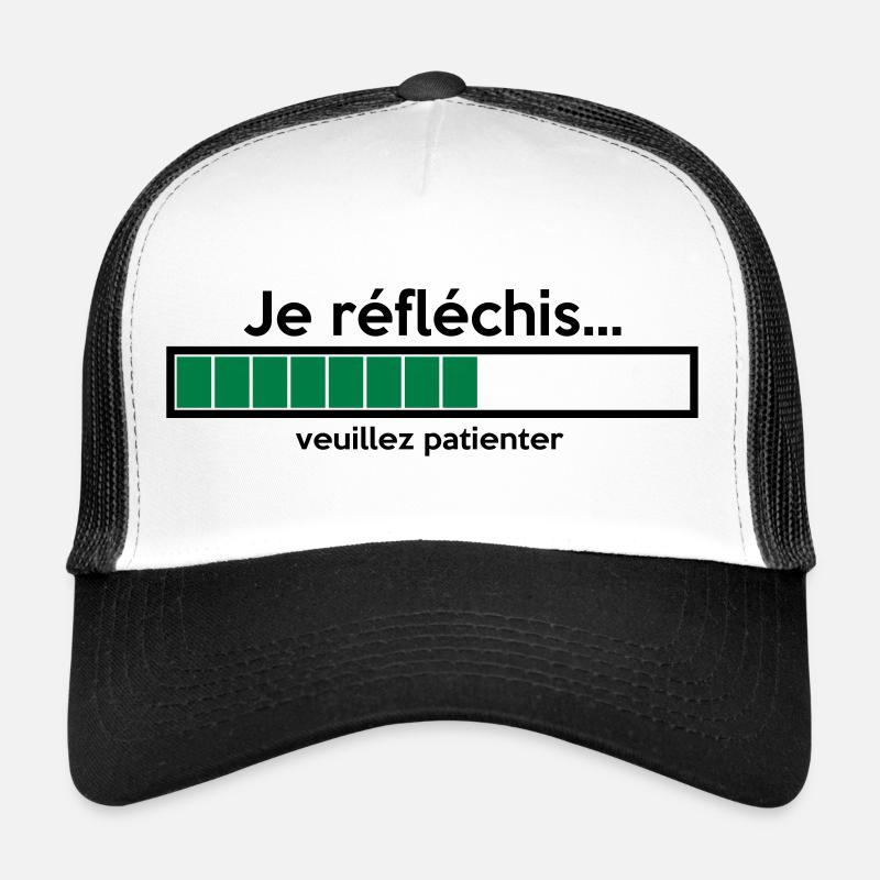 je réfléchis - Casquette trucker  - blanc/noir