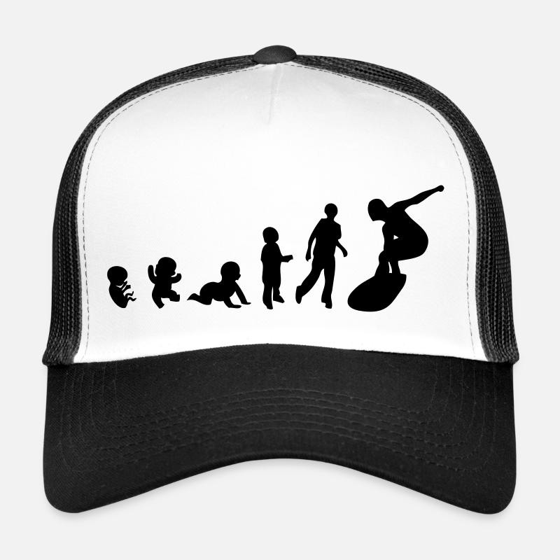 evolution homme human men sport surf - Casquette trucker  - blanc/noir