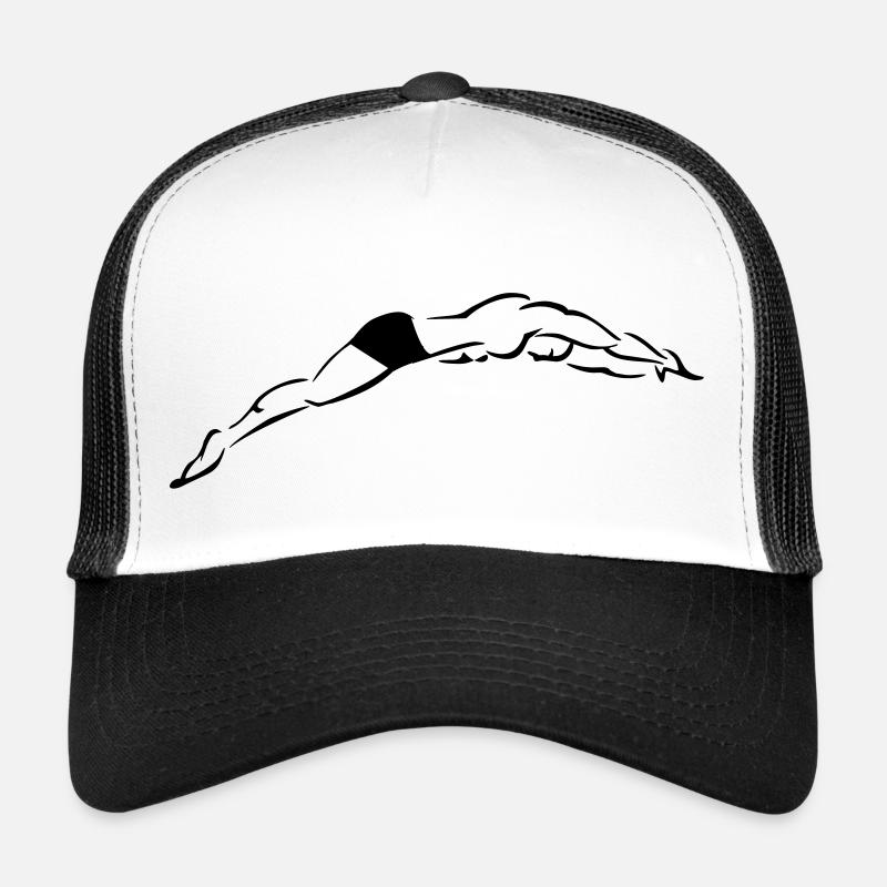 Logo plongeon nageur stylisé - Casquette trucker  - blanc/noir