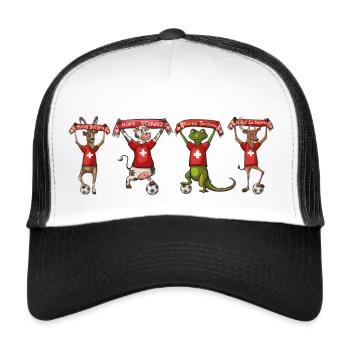 Alle Schweizer Fans - Trucker Cap - Weiß/Schwarz - Vorne