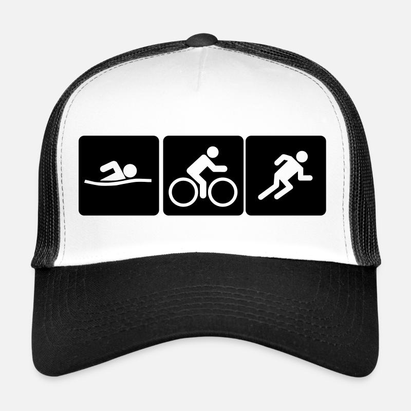 Course de vélo de triathlon - Casquette trucker  - blanc/noir