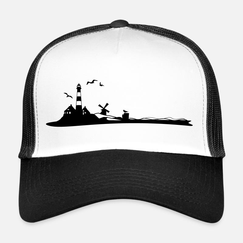 Landschaft - Leuchtturm - Trucker Cap - Weiß/Schwarz