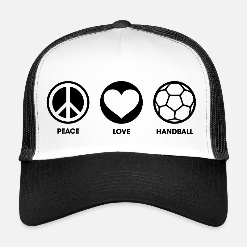 Peace Love Handball - Trucker Cap - Weiß/Schwarz