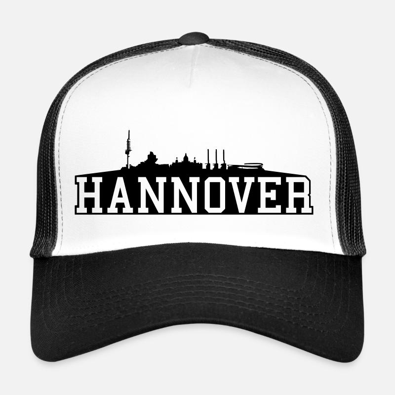 Hannover // Skyline // Silhouette // Skylineshirt - Trucker Cap - Weiß/Schwarz
