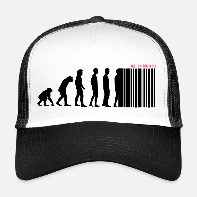 DARWIN - EVOLUTION SOCIETE - CODE BARRE - Casquette trucker  - blanc/noir