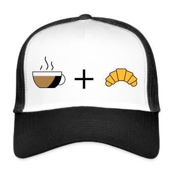 Café et croissant - Casquette trucker  - blanc/noir - Devant
