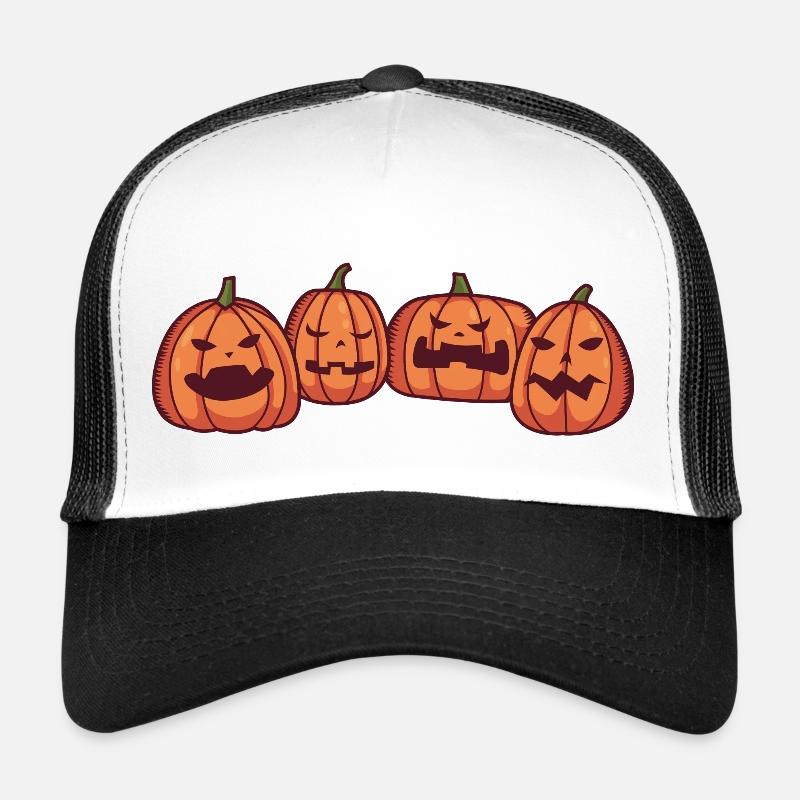 Pumpkin With Human Face. Trucker Cap