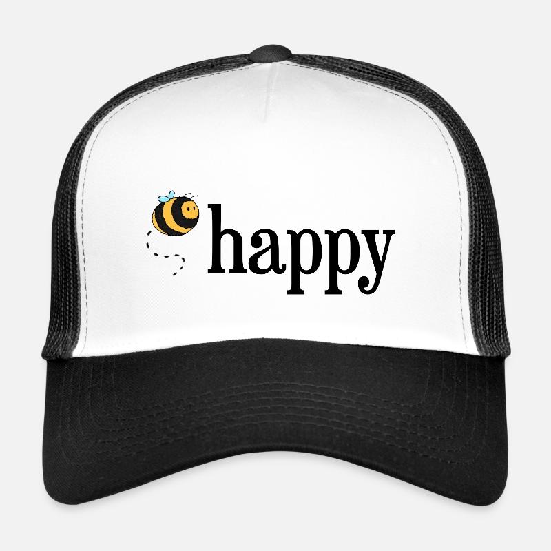 Bee Happy! - Trucker Cap - Weiß/Schwarz