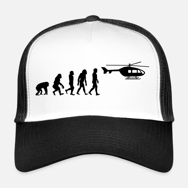Helicopter Pilot Evolution Stone Age Trucker Cap