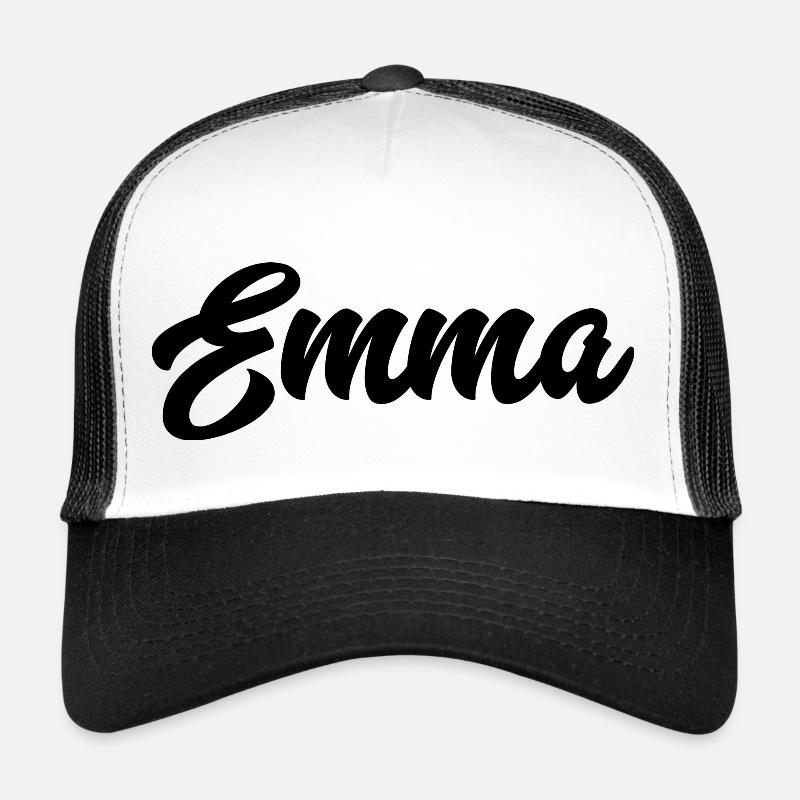 Emma benutzerdefinierte Text Geburtstag Name - Trucker Cap - Weiß/Schwarz