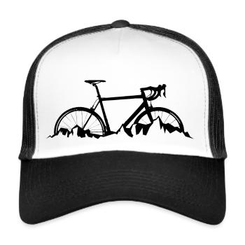 Mit dem Rennrad in den Bergen unterwegs - Trucker Cap - Weiß/Schwarz - Vorne