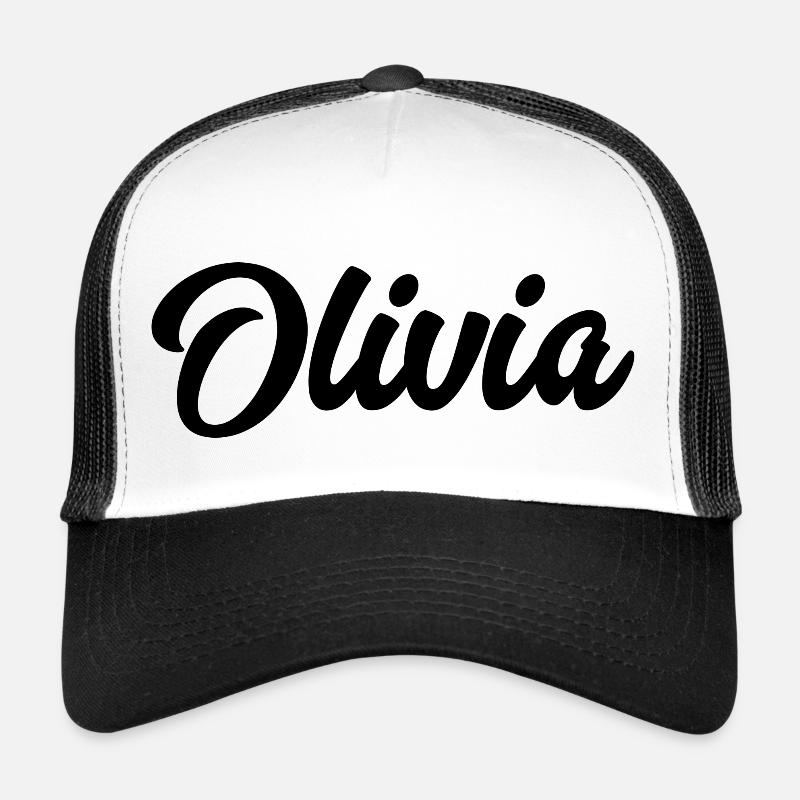 Olivia benutzerdefinierte Text Geburtstag Name Trucker Cap