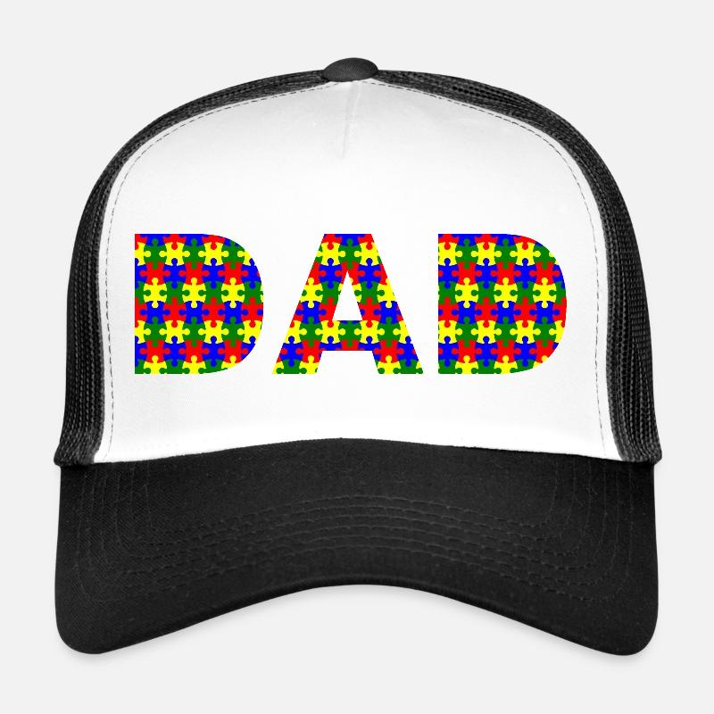 DAD Autismus Buchstaben Puzzle Muster Trucker Cap