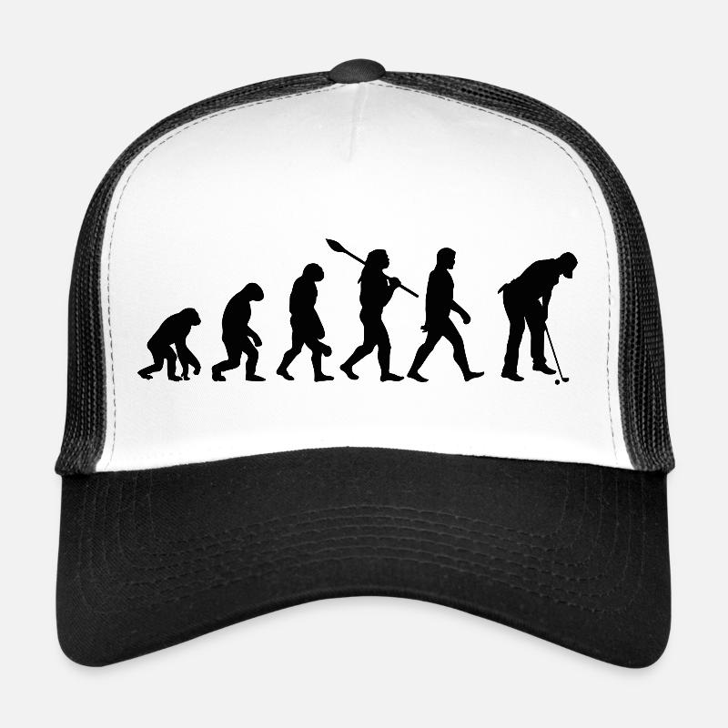 Golf Evolution vom Affen zum Golfspieler - Trucker Cap - Weiß/Schwarz