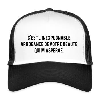 C'EST L'INEXPUGNABLE ARROGANCE BEAUTE QUI MASPERGE - Casquette trucker  - blanc/noir - Devant