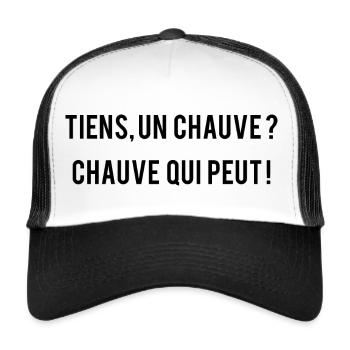 Tiens, un chauve ? chauve qui peut ! - Casquette trucker  - blanc/noir - Devant