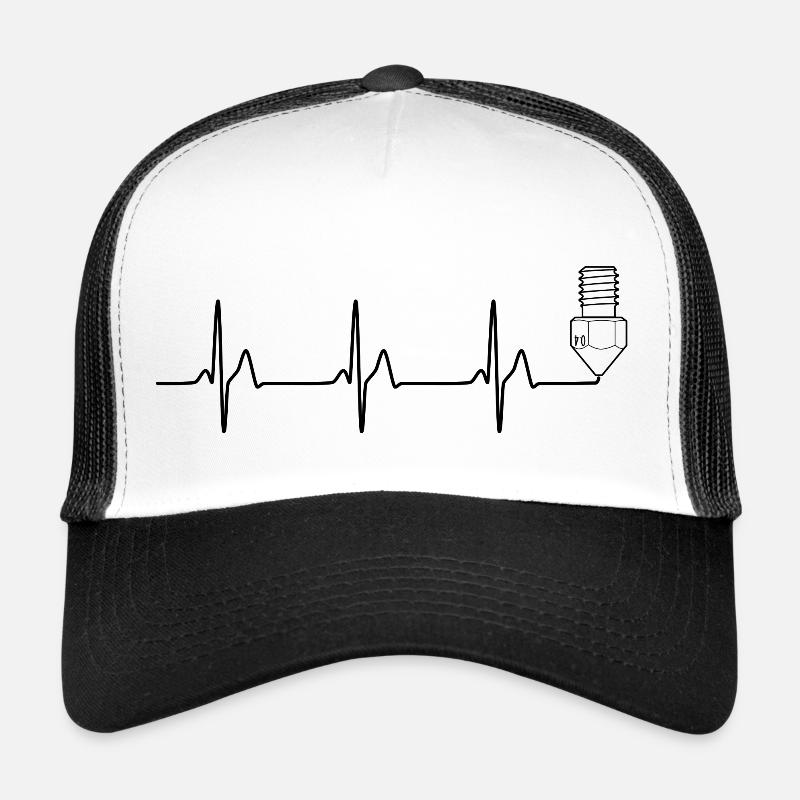 Druck 3d heartbeat Herzfrequenz EKG - Trucker Cap - Weiß/Schwarz