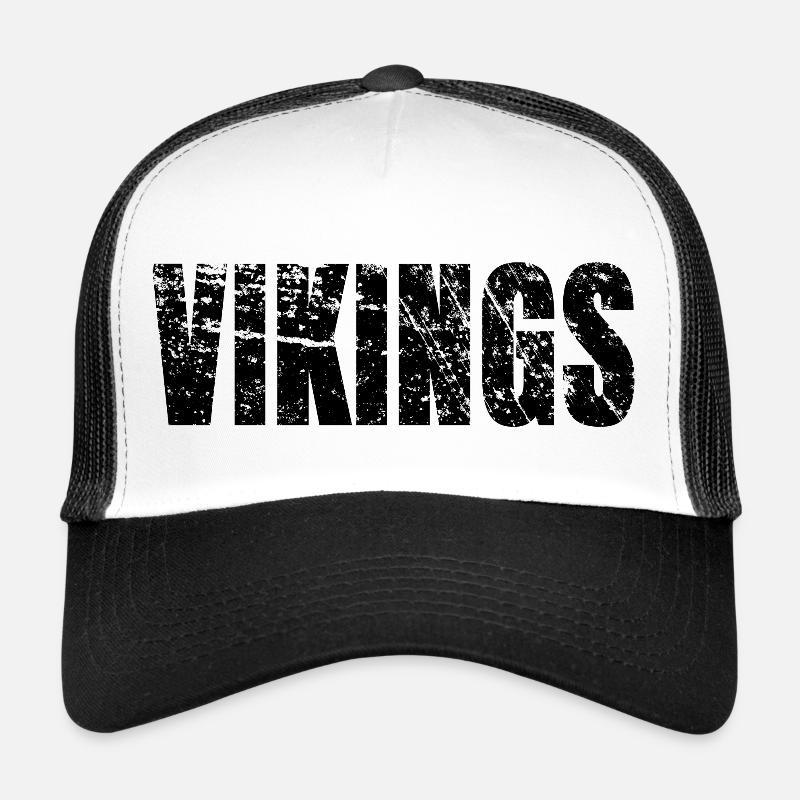 VIKINGS noir grunge distressed look Casquette trucker 