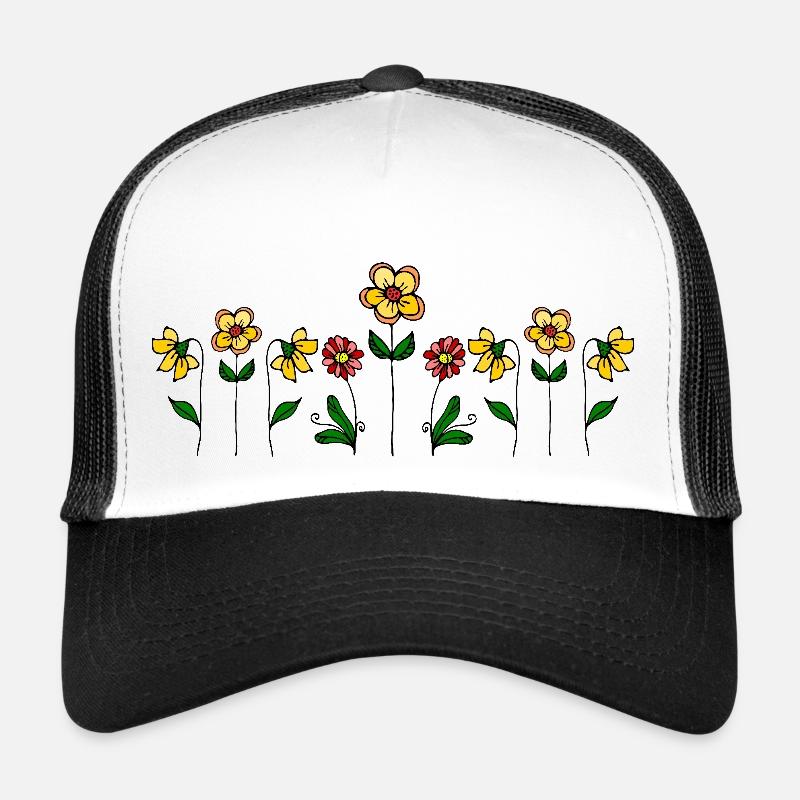 Fleur - Casquette trucker  - blanc/noir