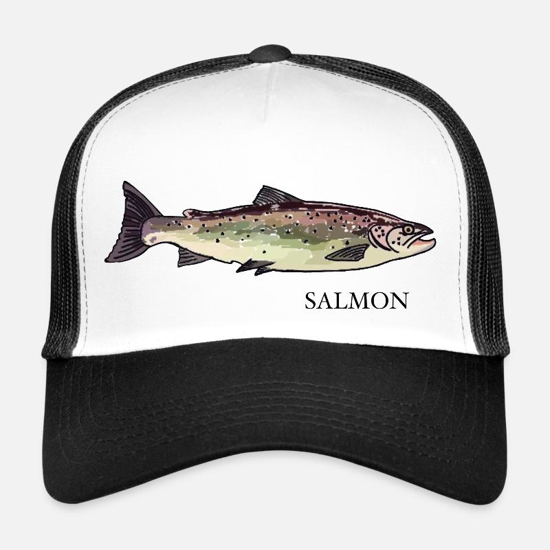 Salmon/ Saumon - Casquette trucker  - blanc/noir