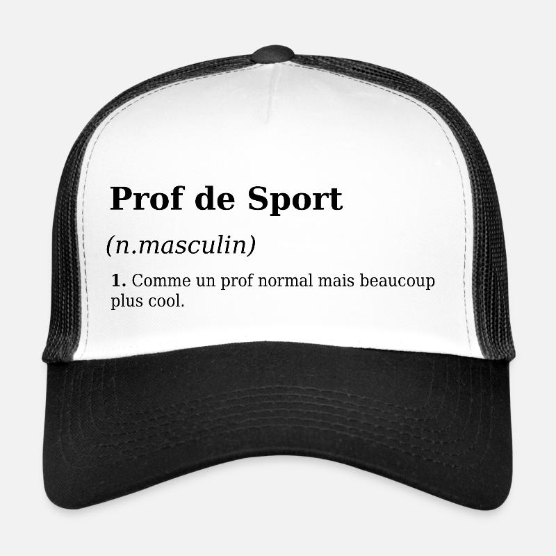 Définition Enseignant sport - Casquette trucker  - blanc/noir