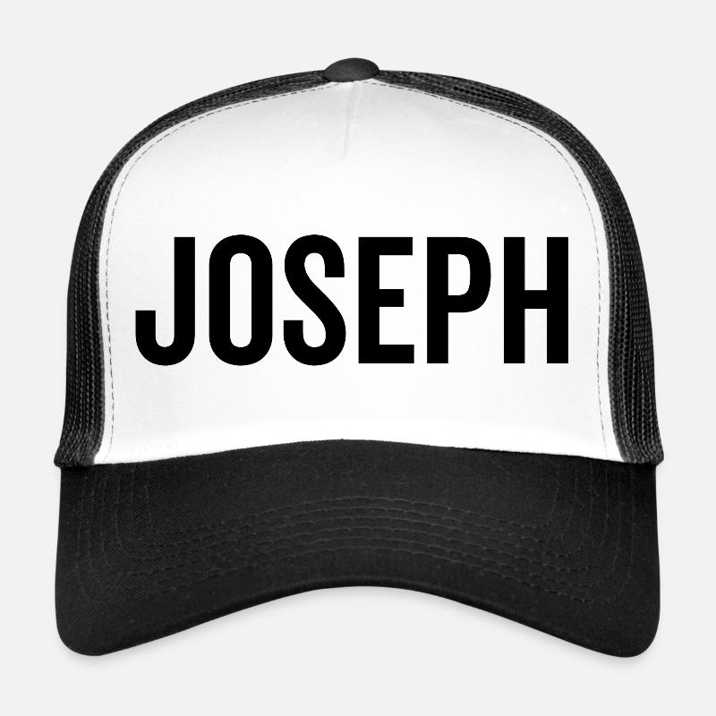 Joseph Custom Name Schriftart Text Geburtstag - Trucker Cap - Weiß/Schwarz