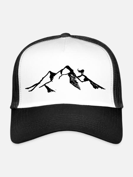 Berg mit Steinbock - Trucker Cap - Weiß/Schwarz