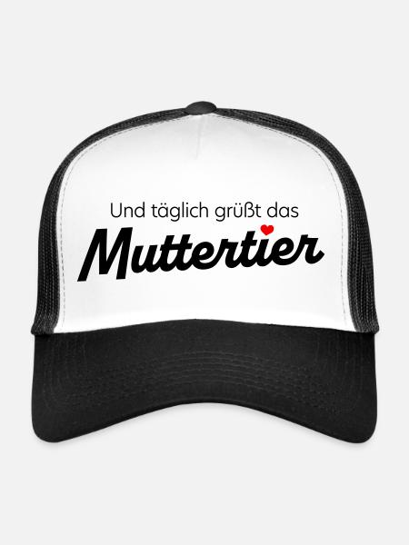 Und täglich grüßt das Muttertier - mit Farbwahl - Trucker Cap - Weiß/Schwarz - Vorne