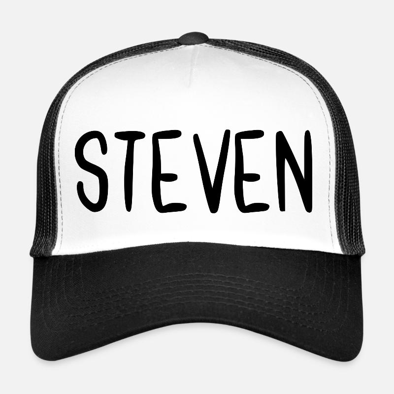 Steven Custom Name Font Text Birthday Trucker Cap
