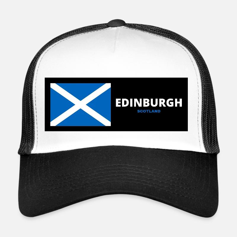 Edinburgh City with Scottish Flag - Trucker Cap - white/black