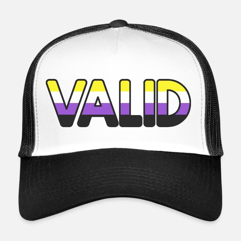 VALID enby: non-binary people are valid pride flag Trucker Cap