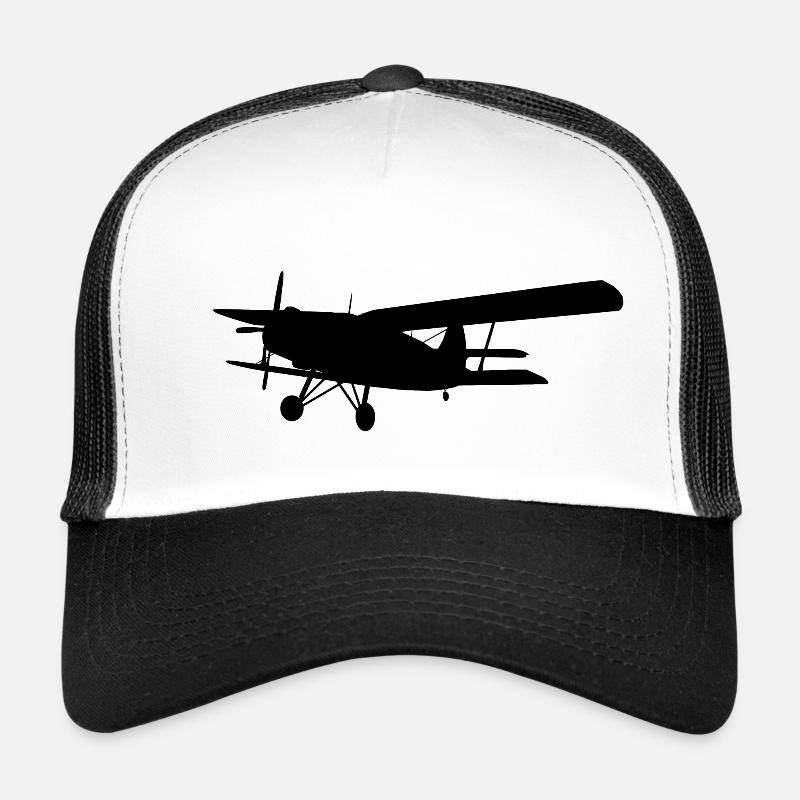 Doppeldecker Flugzeug - Trucker Cap - Weiß/Schwarz