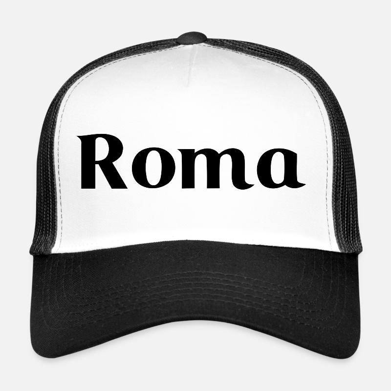 Roma - Schwarze Schrift - Trucker Cap - Weiß/Schwarz