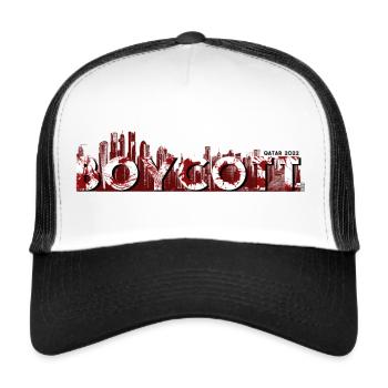 Boycott Football World Cup in Qatar Red - Trucker Cap - white/black - Front